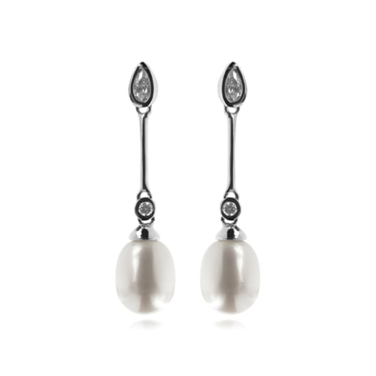 Luxenter 925 Sterling Silber Ohrringe mit rhodinierter weißer Perle - Racoon - Image 1