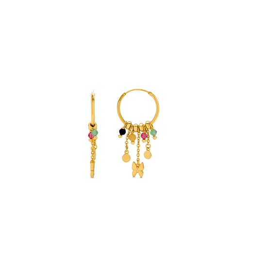 Luxenter Sterling Silber 925 Ohrringe mit Multicolour Kristall in 18K Gelbgold - Schmetterling - Image 1