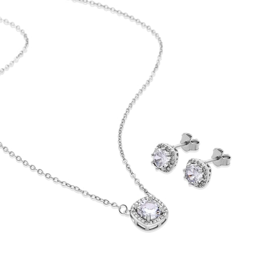 Luxenters 925 Sterling Silber Set mit rhodiniertem Brillant Zirkonia - Midfo - Image 1