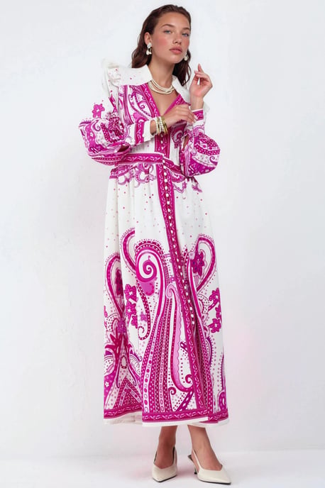 V-Ausschnitt Paisley Maxi-Kleid mit Schlitz - Image 1