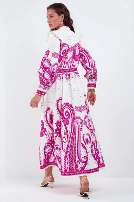 V-Ausschnitt Paisley Maxi-Kleid mit Schlitz - Image 2