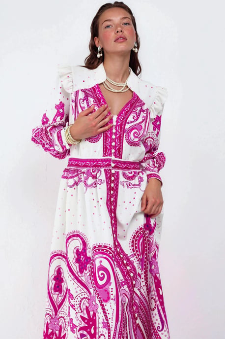 V-Ausschnitt Paisley Maxi-Kleid mit Schlitz - Image 4