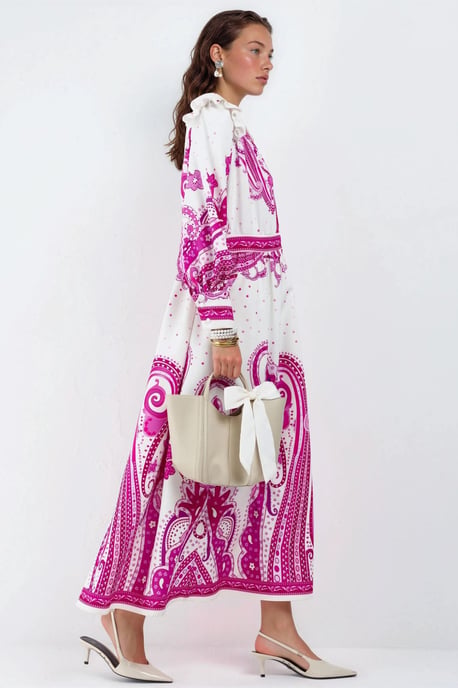 V-Ausschnitt Paisley Maxi-Kleid mit Schlitz - Image 5