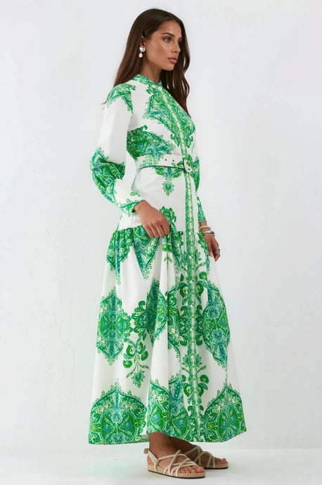 Maxikleid mit Paisleymuster und Gürtel sowie Hemdkragen - Image 2