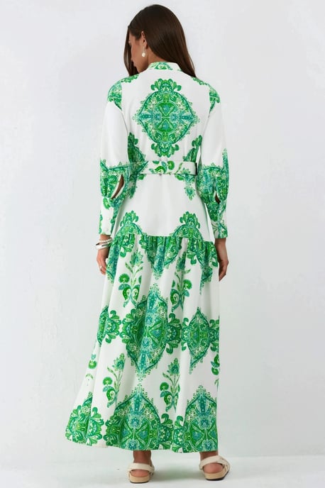 Maxikleid mit Paisleymuster und Gürtel sowie Hemdkragen - Image 3