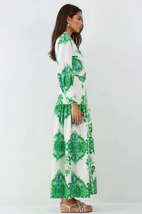 Maxikleid mit Paisleymuster und Gürtel sowie Hemdkragen - Image 5