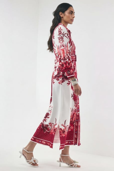 Floral Maxi-Hemdkleid mit Gürtel - Image 2