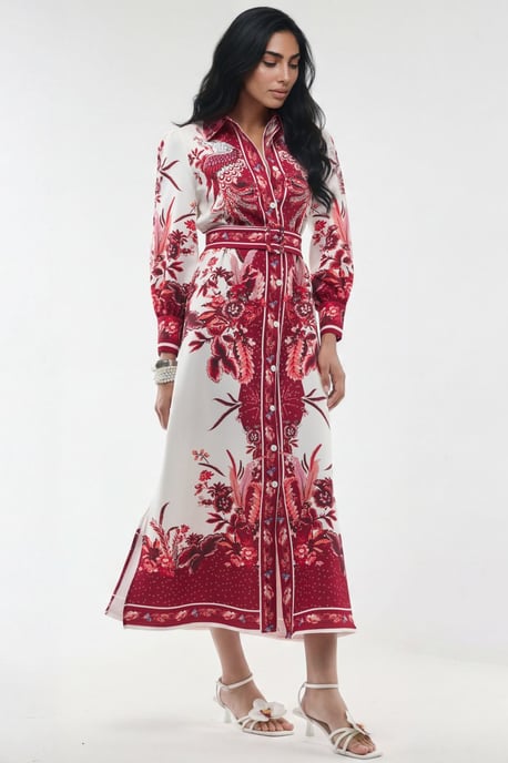 Floral Maxi-Hemdkleid mit Gürtel - Image 5