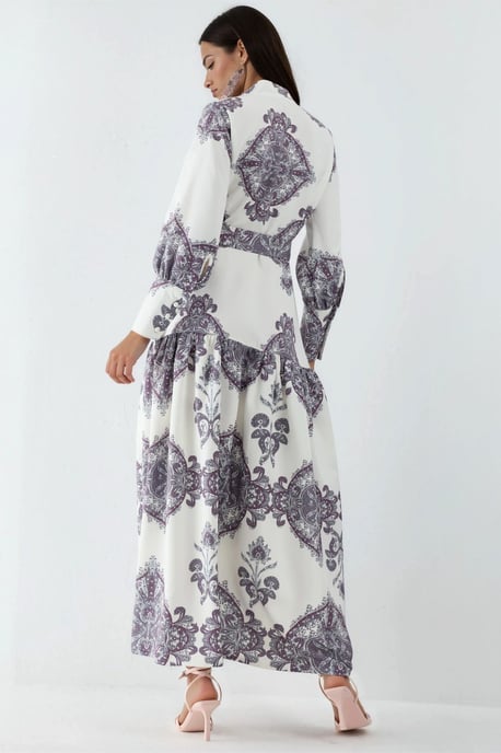 Maxikleid mit Paisleydruck, Gürtel und Hemdkragen - Image 3
