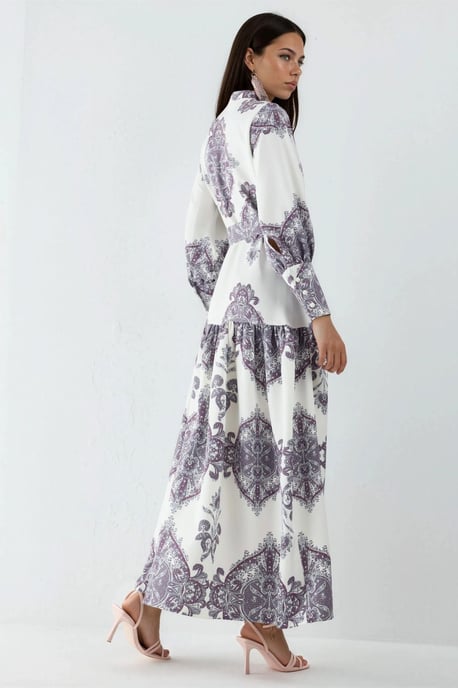 Maxikleid mit Paisleydruck, Gürtel und Hemdkragen - Image 4
