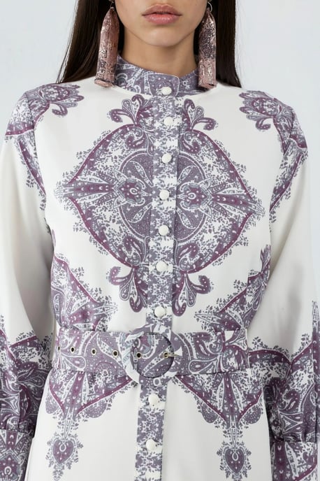Maxikleid mit Paisleydruck, Gürtel und Hemdkragen - Image 6