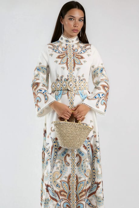 Maxikleid mit Paisleydruck und Mandarin-Kragen - Image 2