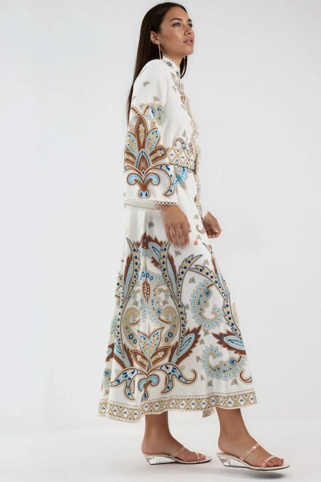 Maxikleid mit Paisleydruck und Mandarin-Kragen - Image 3