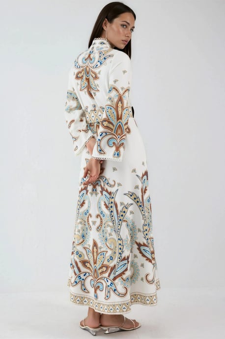 Maxikleid mit Paisleydruck und Mandarin-Kragen - Image 4