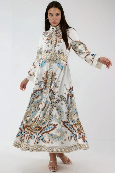 Maxikleid mit Paisleydruck und Mandarin-Kragen - Image 5