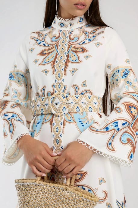 Maxikleid mit Paisleydruck und Mandarin-Kragen - Image 6