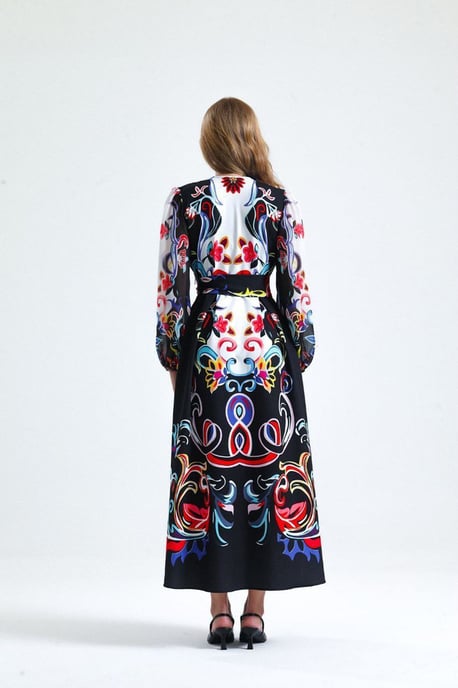 Blumenmuster Maxi A-Linien Kleid - Image 3