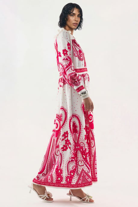 V-Ausschnitt Paisley Maxikleid mit Schlitz - Image 2