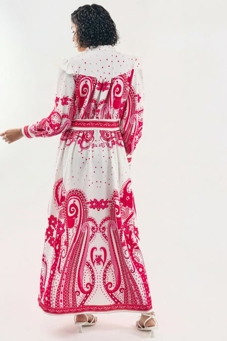 V-Ausschnitt Paisley Maxikleid mit Schlitz - Image 3