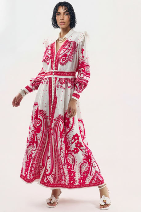 V-Ausschnitt Paisley Maxikleid mit Schlitz - Image 4