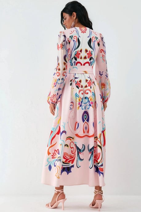 Blumenmuster Maxi A-Linien Kleid - Image 3