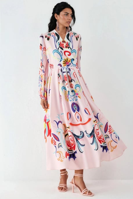 Blumenmuster Maxi A-Linien Kleid - Image 4