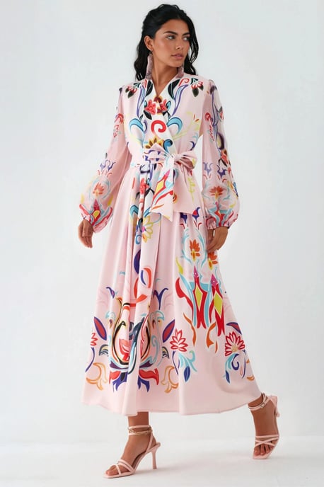 Blumenmuster Maxi A-Linien Kleid - Image 5