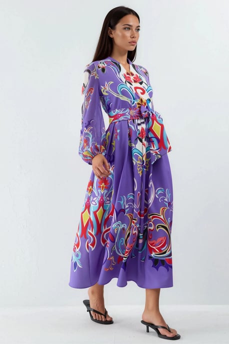 Floral Print Maxi A-Linien-Kleid - Image 2