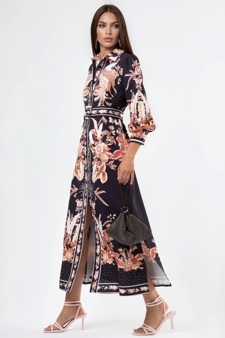 Blumiges Maxikleid mit Gürtel - Image 2