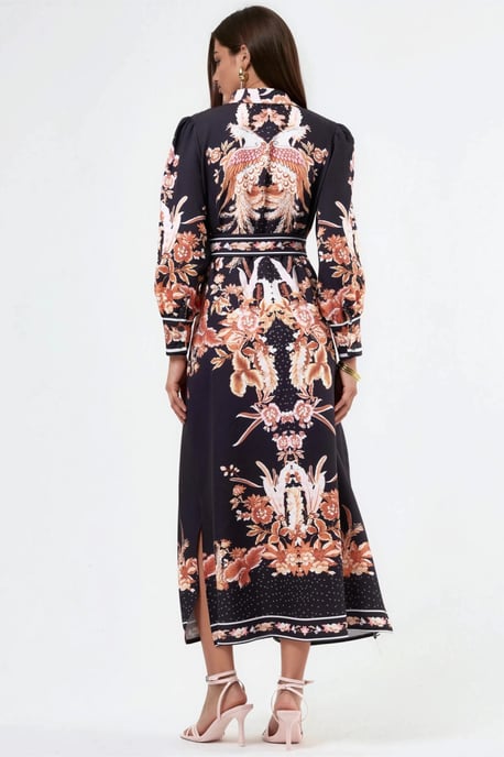 Blumiges Maxikleid mit Gürtel - Image 3