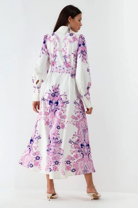 Paisley-Print A-Linien-Maxikleid mit Hemdkragen - Image 3