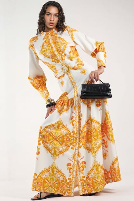 Maxikleid mit Paisley-Muster und Gürtel sowie Hemdkragen - Image 1
