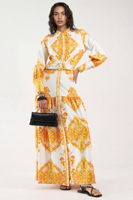Maxikleid mit Paisley-Muster und Gürtel sowie Hemdkragen - Image 4