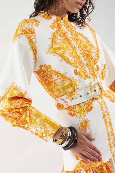 Maxikleid mit Paisley-Muster und Gürtel sowie Hemdkragen - Image 5