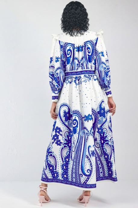 V-Ausschnitt Paisley Maxikleid mit Schlitz - Image 2