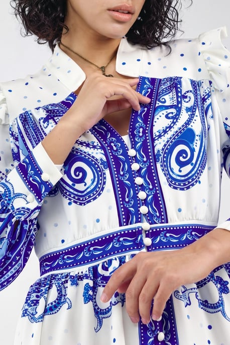 V-Ausschnitt Paisley Maxikleid mit Schlitz - Image 5