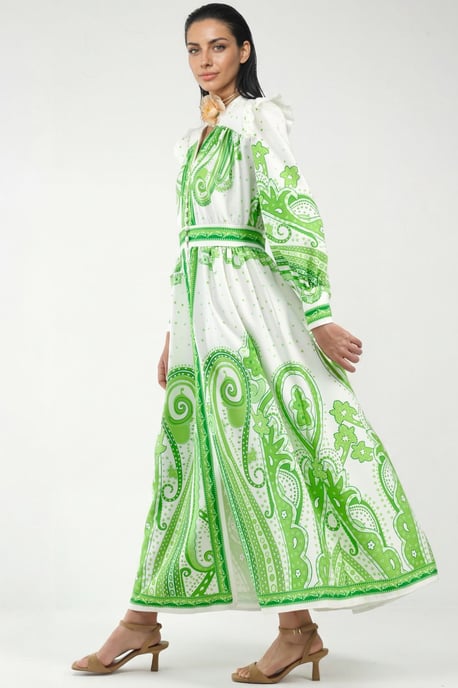 V-Ausschnitt Paisley Maxikleid mit Schlitz - Image 1