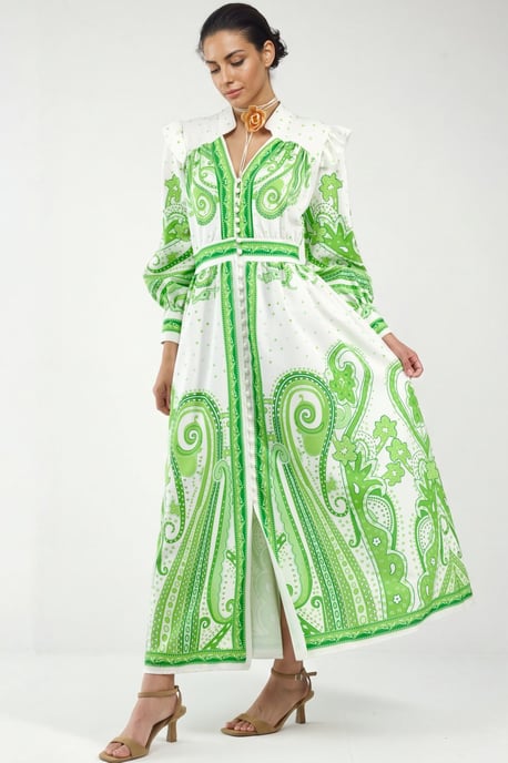 V-Ausschnitt Paisley Maxikleid mit Schlitz - Image 2