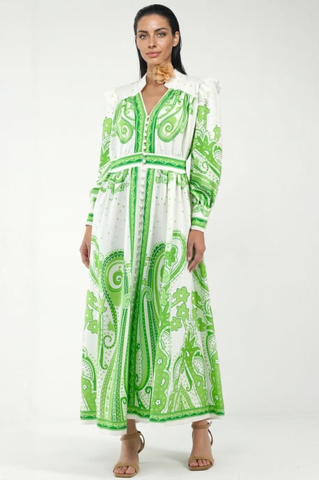 V-Ausschnitt Paisley Maxikleid mit Schlitz - Image 5