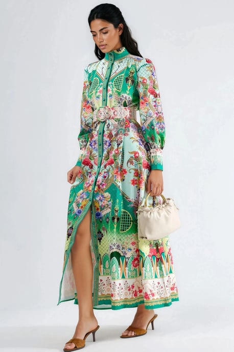 Blumen-Midi-Kleid mit Gürtel - Image 2