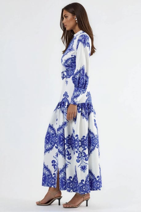 Maxikleid mit Paisleymuster, Gürteldetails und Hemdkragen - Image 2