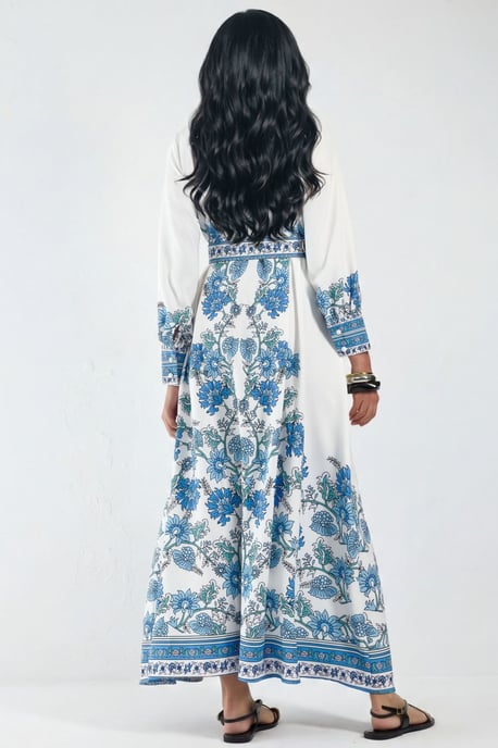 Blumenkleid im A-Linien-Stil mit Gürtel - Image 3