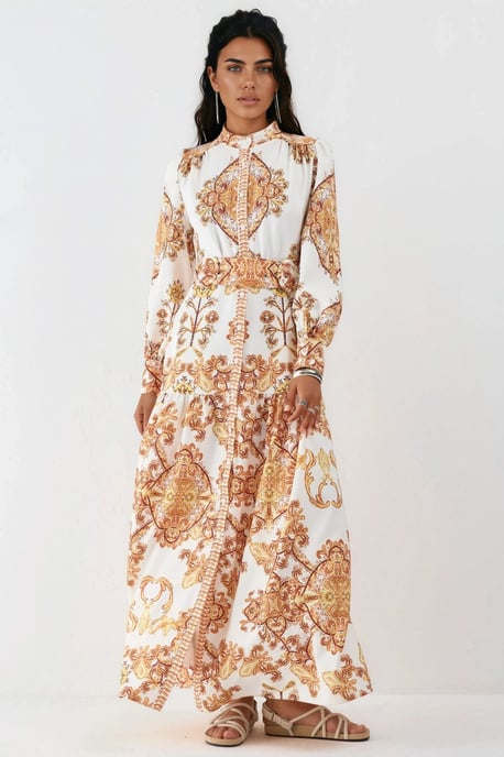 Gürteltes Paisley-Print Maxi-Hemdkleid - Image 1