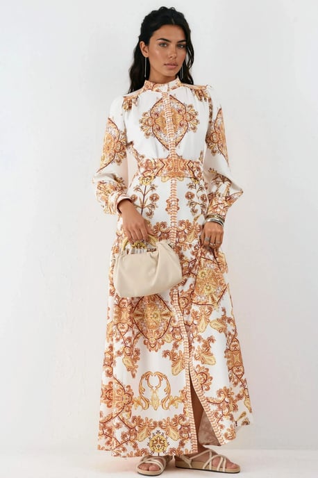 Gürteltes Paisley-Print Maxi-Hemdkleid - Image 5