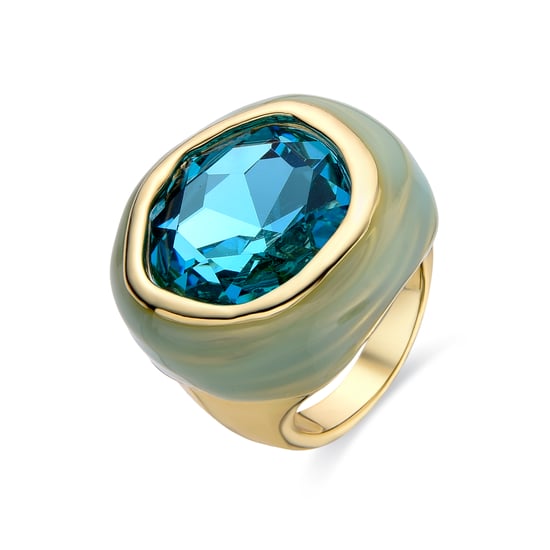 Luxenter Ring in grünem Kristall aus 18 Karat Gelbgold - Mantis - Image 1
