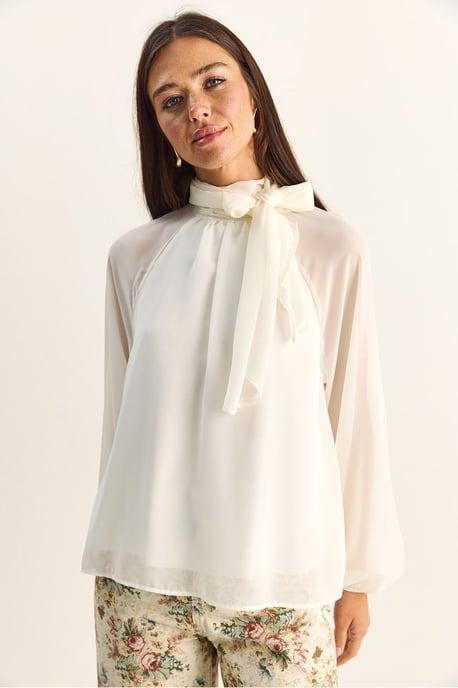 Rollkragen-Chiffonbluse - Image 2