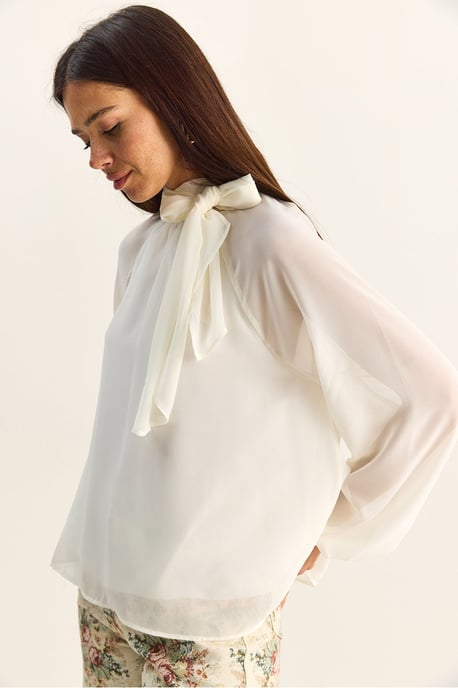 Rollkragen-Chiffonbluse - Image 3