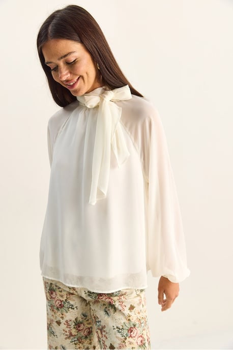 Rollkragen-Chiffonbluse - Image 5