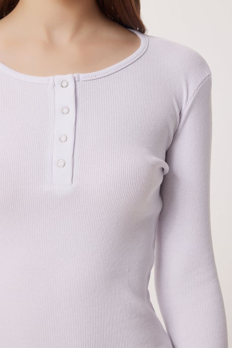 Slim Fit U-Ausschnitt Langarmbluse - Image 4