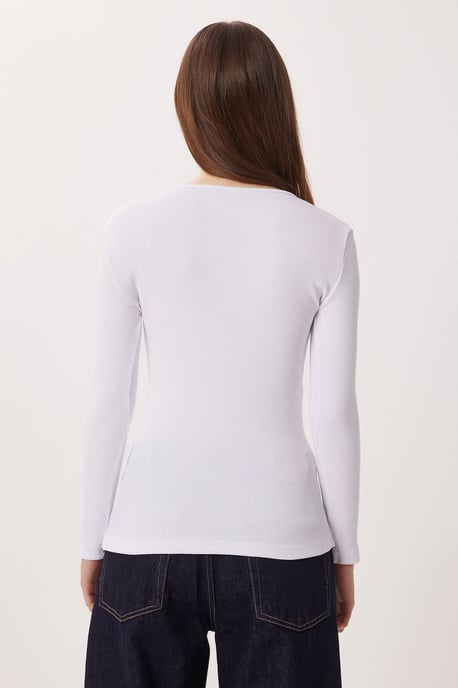 Slim Fit U-Ausschnitt Langarmbluse - Image 5